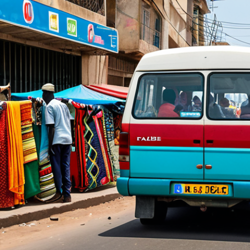 Dakar Street Scene**

"A bustling street scene in Dakar, Senegal, featuring vibrant market stalls overflowing with colorful fabrics and fresh produce, people in modest, everyday clothing, fully clothed, vendors selling goods, safe for work, appropriate content, perfect anatomy, natural proportions, professional photography, high quality, family-friendly. Focus on capturing the energy and colors of daily life. A 'car rapide' (colorful minibus) is visible in the background."

**