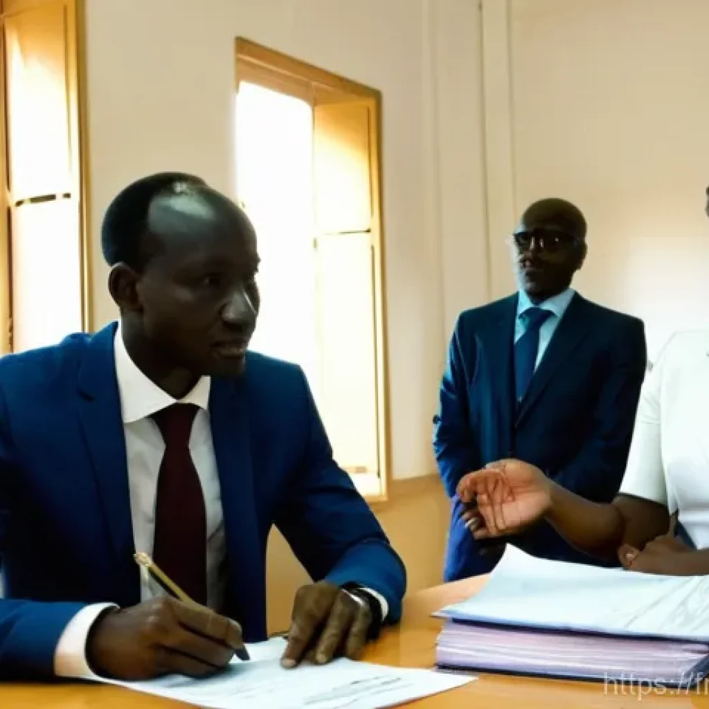 세네갈에서 외국인이 거주하는 법 - **Prompt:** A bright, clean, and organized interior view of a modern government office in Dakar, Sen...