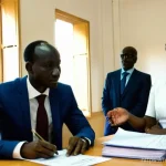 Home 12 세네갈에서 외국인이 거주하는 법 - **Prompt:** A bright, clean, and organized interior view of a modern government office in Dakar, Sen...