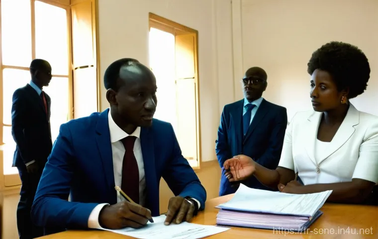 세네갈에서 외국인이 거주하는 법 - **Prompt:** A bright, clean, and organized interior view of a modern government office in Dakar, Sen...